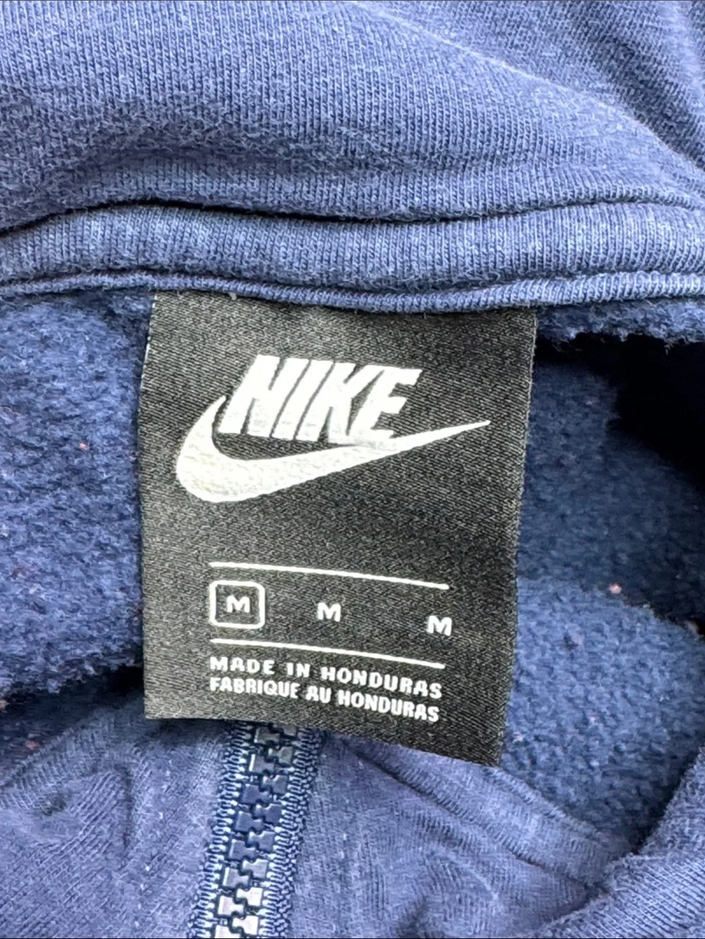 Nike Full Zip Hoodie Blue BV2645-44B Embroidered Logo Fleece Men's Medium